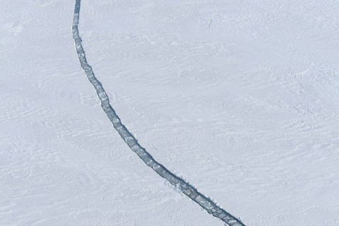 Crack in pack ice, Snow hill island, Weddel Sea, Antarctic Peninsula, Antarctica