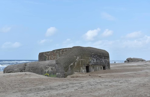 Bunker, Botonbunker of the Atlantic Wall in Denmark on the beach of Jutland