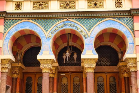 Exterior view of the Jubilee or Jerusalem Synagogue in Prague, Czech Republic, Europe