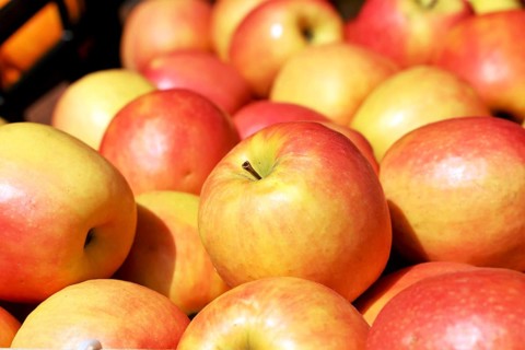 Close-up of fresh apples in a shop