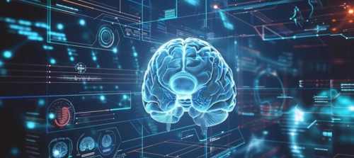 Concept of neural science, brain computer AI interface, scan, brain neurology and neural network,