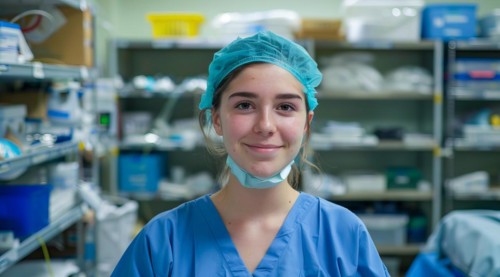 Smiling nurse providing excellent health care services in hospital, AI generated