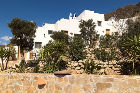 Modern architecture tourist accommodation, Los Presillas Bajas, Cabo de Gata natural park, Almeria,