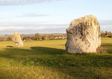 Adam and Eve standing stones, Longstone Cove, Beckhampton Avenue, Avebury, Wiltshire, England, UK