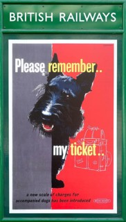 Vintage British Railways rail advertising poster, Swanage railway station, Dorset, England, UK