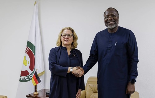 Svenja Schulze (SPD), Federal Minister for Economic Cooperation and Development, and Omar Alieu