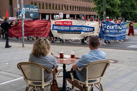 Police operation at a demonstration against the planned assembly law in North Rhine-Westphalia, in