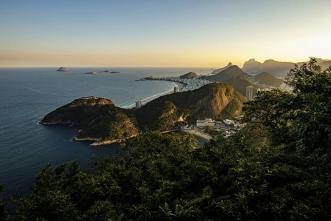 View from Sugarloaf Mountain to Copacabana in Rio de Janeiro. 21.07.2024. Photographed on behalf of