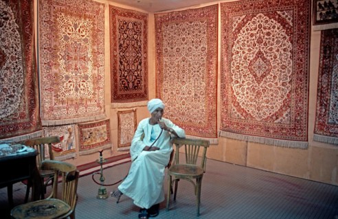 Shopkeeper, carpet shop, Cairo, Egypt, September 1989, vintage, retro, old, historical, Africa