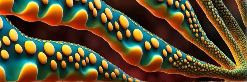 Nano material inspired by gecko feet with intricate patterns and vibrant colors representing