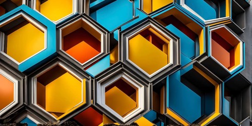 Abstract artwork based on the hexagonal patterns of a honeycomb highlighting efficient structural