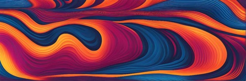 Seamless abstract pattern of vector fluid curved lines creating a dynamic ripple effect in vibrant