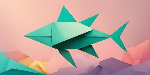 Abstract origami fish wallpaper illustration, AI generated
