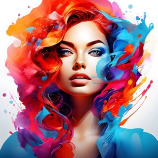 AI generated abstract portrait in vector art foundation watercolor textures with overlapping