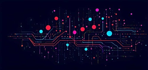 Illustration of abstract stream Artificial intelligence, Big data, AI generated