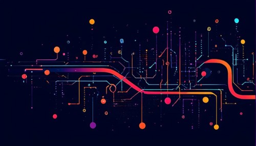 Illustration of abstract stream Artificial intelligence, Big data, AI generated