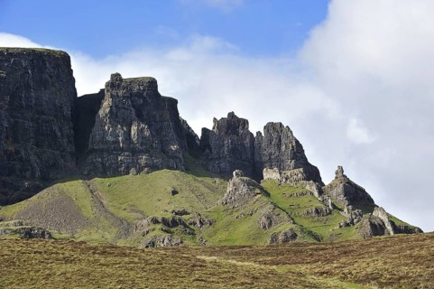 Quiraing, the northernmost summit of the Trotternish Ridge on the Isle of Skye, Highlands,