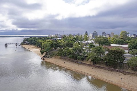 View over the city Corrientes seen from the bridge over the Rio Paraná, Parana river, Corrientes