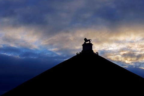 Lion's Mound at sunset, monument commemorating the ending of the Napoleonic war at Domain of the