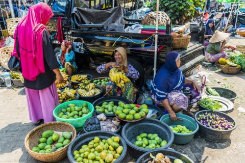 Traditional authentic food market, vendor, woman, fruit, vegetable, fresh, food, nutrition, sale,