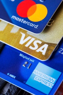 Credit cards from VISA, Mastercard and American Express in Stuttgart, Germany, Europe