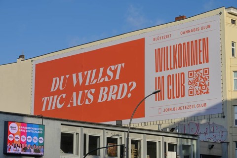 Advertising for Cannabis Club Blütezeit, Potsdamer Straße, Schöneberg, Berlin, Germany, Europe