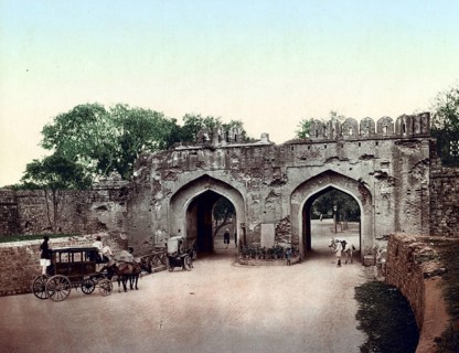 Kashmere Gate in Delhi, India, Historic, digitally restored reproduction from a 19th century
