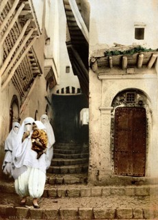 Street of Camels, Algiers, Algeria, ca 1890, Historical, digitally restored reproduction from a