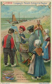 Series of search pictures, Where are the two painters, Liebig picture, digitally restored