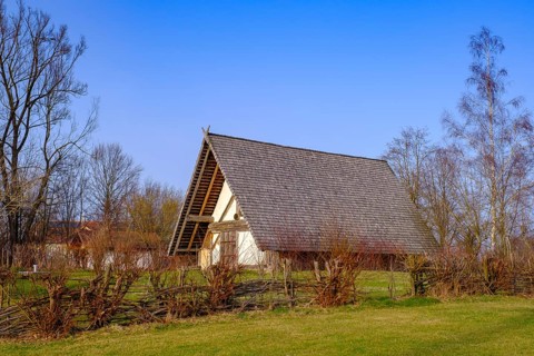 Spa gardens, replica of a Bavarian house, Waging am See, Rupertiwinkel, Upper Bavaria, Bavaria,