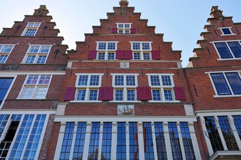 Historic stepped gabled houses in the historic centre of Hoorn, province of North Holland, West