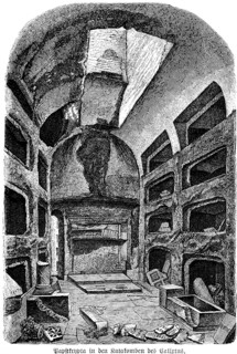 Papal crypt in the catacombs of Calixtus Theodotus, lower church, Christian, underground vault for