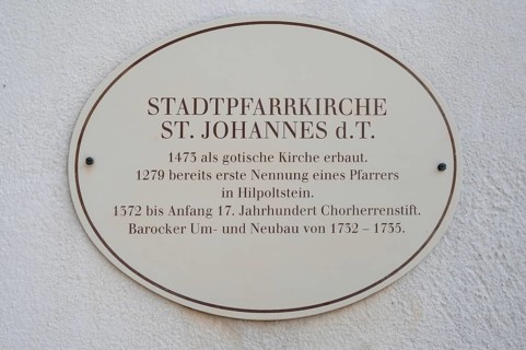Information board at the parish church of St John the Baptist, Hiltpoltstein, Middle Franconia,