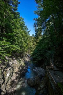 Rappenloch Gorge natural monument, Dornbirner Ach, Dornbirn, wooden footbridge, Bregenzerwald,