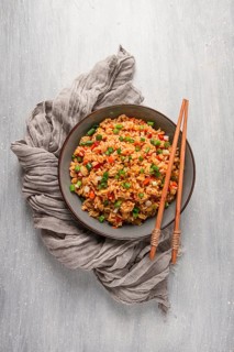 Fried Rice, with vegetables and egg, Chinese cuisine, homemade, no people