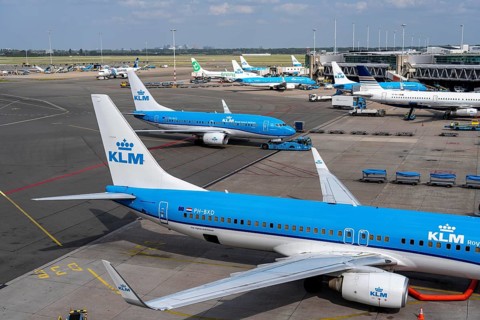 Amsterdam Schiphol Airport, aircraft at terminal, Gate D, check-in, apron, Amsterdam, Netherlands