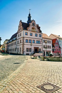 Old town hall, town administration on the market square, Colditz, Saxony, Germany, Europe
