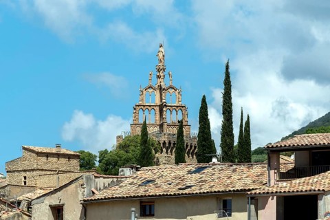 Nyons located in the Baronnies. The Randonne tower converted into a chapel in 1862, Alpes de Haute
