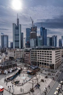 Skyline of Frankfurt am Main, at the Hauptwache, Hesse, Germany, Europe
