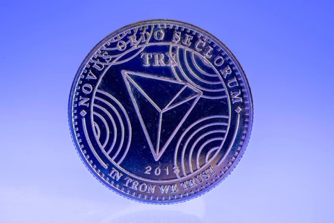 Tron, TRX, cryptocurrency, symbol coin, optical placeholder for the digital currency, blockchain,