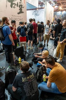 Gamescom, the world's largest trade fair for video and computer games, queue in front of the stands