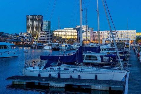 Willemdok, Jachthaven Antwerpen harbour basin, old harbour district, Het Eilandje of Antwerp,