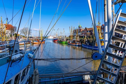 Cutter harbour Neuharlingersiel, Lower Saxony, Germany, Europe