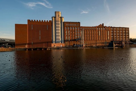 The Inner Harbour, in Duisburg, Küppersmühle building, MKM Museum Küppersmühle for Modern Art,