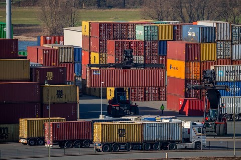 Container Handling Centre, Gateway West Terminal, Logport 2, in Duisburg on the Rhine, North