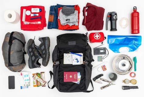 Emergency luggage, survival equipment for emergencies, according to the suggestions of the Federal