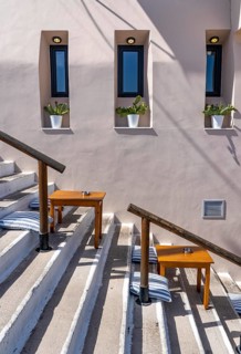 Taverna Gioma above the village of Agios Nikolaos, in the eastern part of Crete, view over Lake