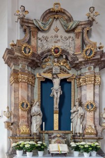 Baroque side altar of St Kilian's Church, Pretzfeld, Upper Franconia, Bavaria, Germany, Europe