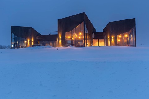 Hotel, restaurant, café, Lyngen North, snowstorm, Lyngen Alps, Norway, Europe