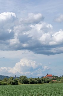 Thunderstorm over Marienburg Castle and Poppenburg Castle, Burgstemmen, Lower Saxony, Germany,